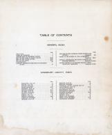 Table of Contents, Kingsbury County 1909